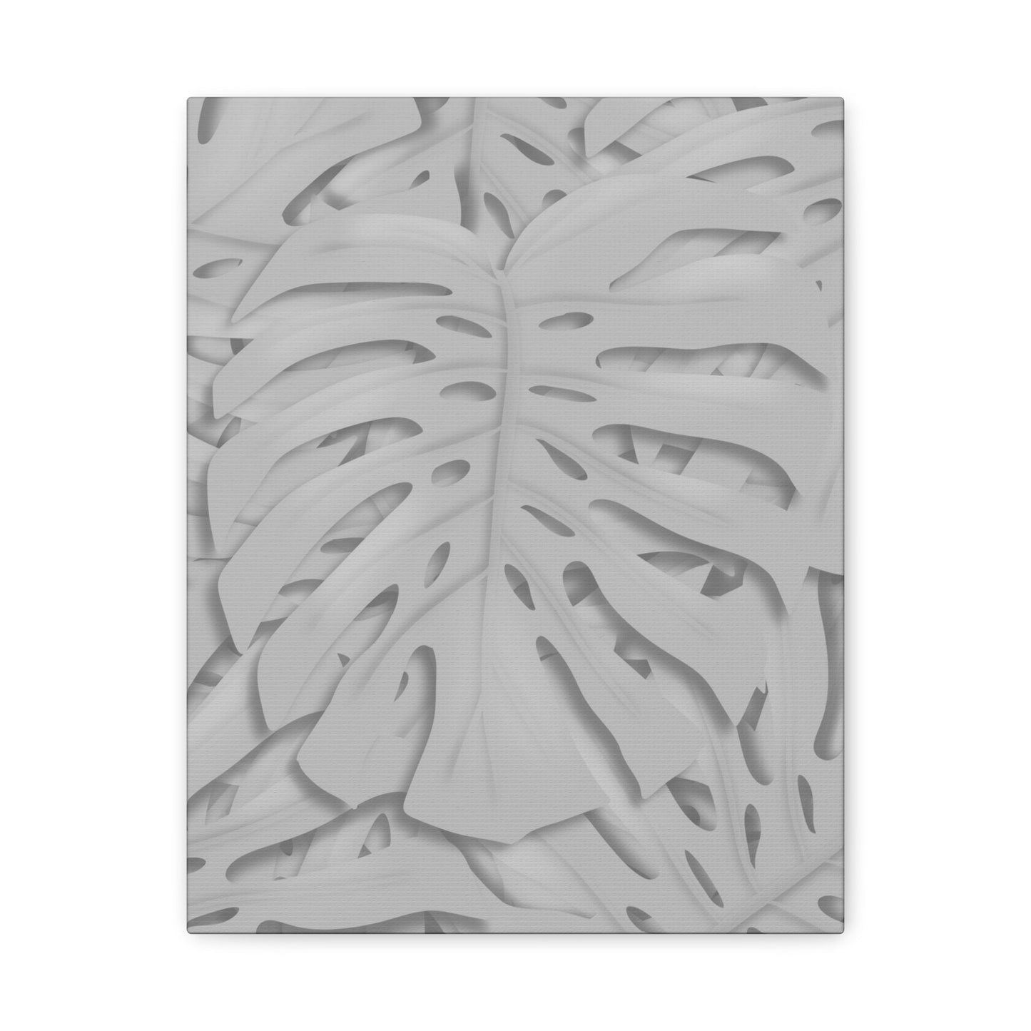 Soft Grey Monstera Canvas Print – Botanical Wall Art