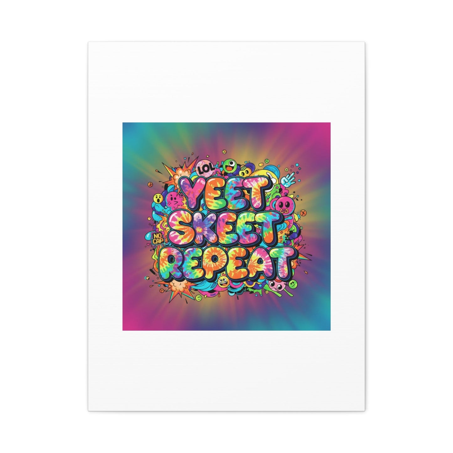 Yeet Skeet Repeat Canvas | Slogan & Glitch Graphic, Meme Phrase Wall Art