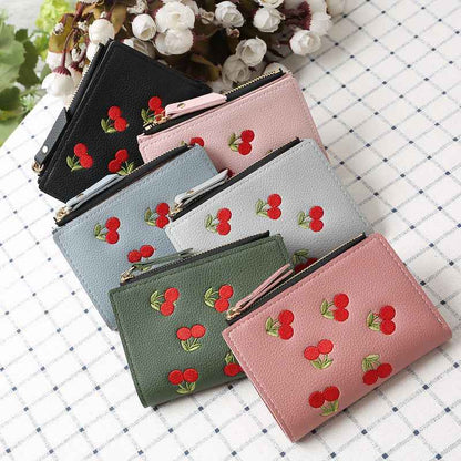Cherry embroidery coin purse