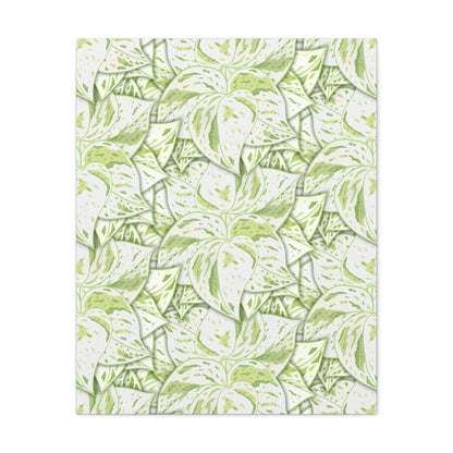 Snow Queen Pothos Pattern Canvas Print – Botanical Wall Art