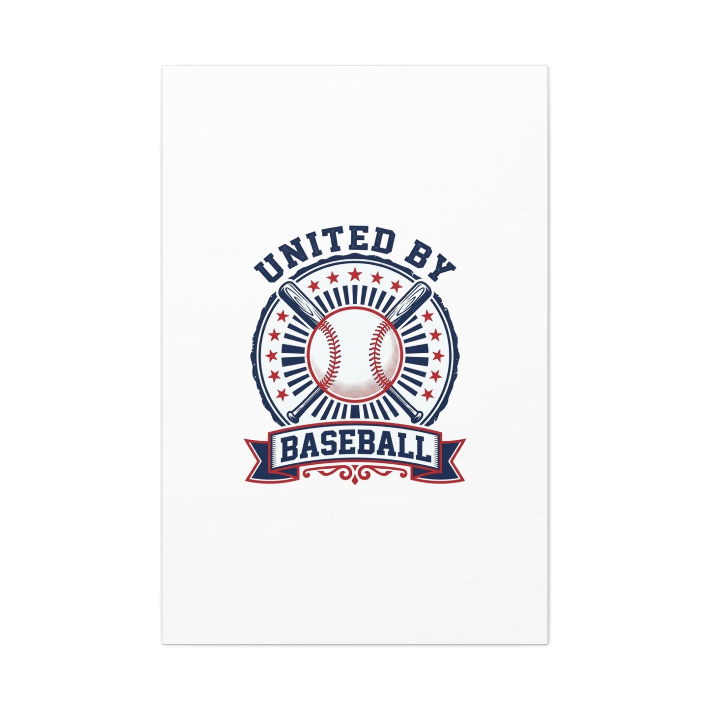 United by Baseball Canvas | Patriotic Baseball Graphic, Red White Blue Wall Art
