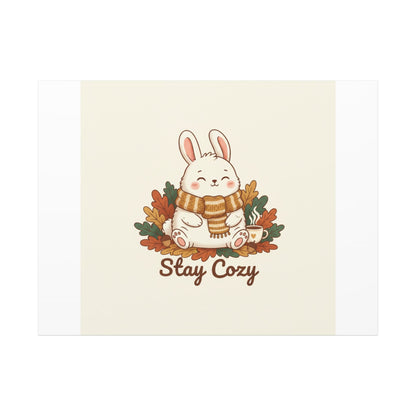 Cozy Bunny Illustration Canvas | Cute Critter Winter Forest Art