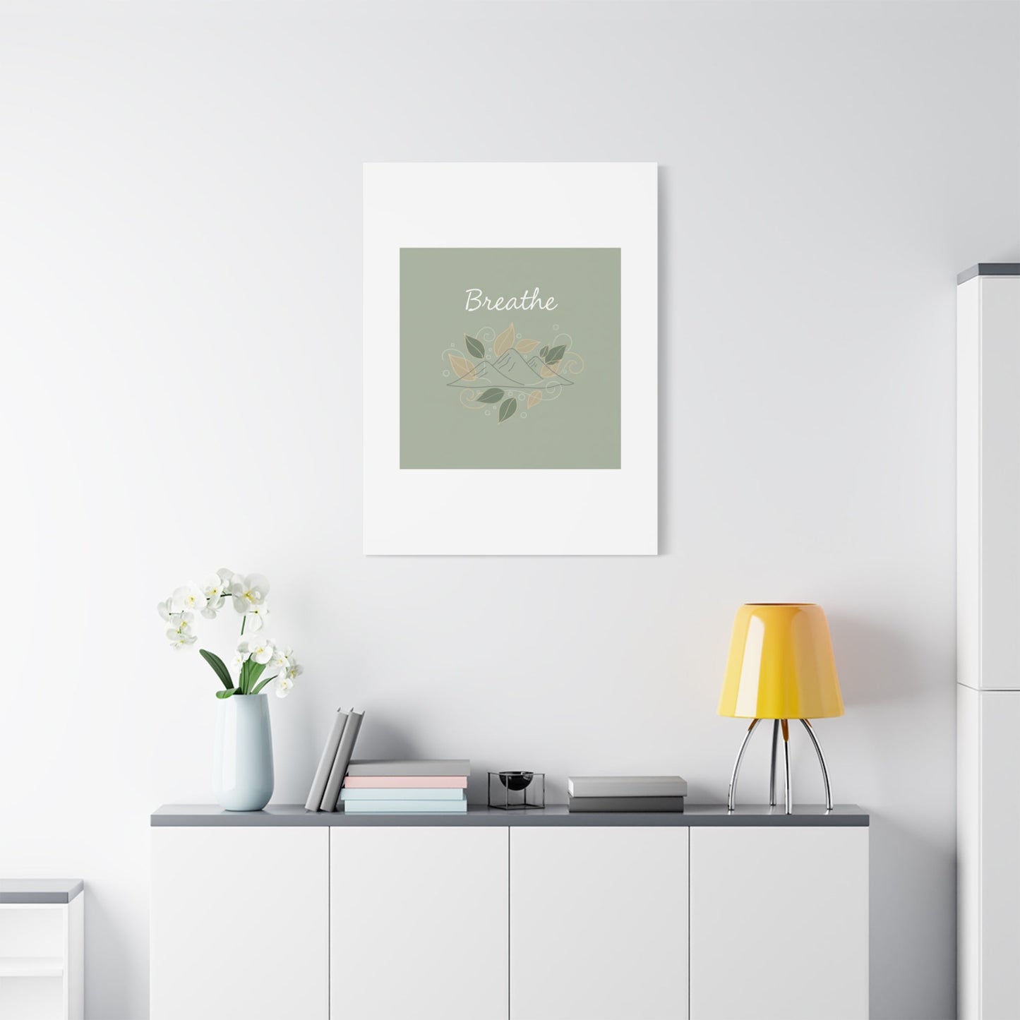 Breathe Mountain Line Canvas | Nature Symbols, Minimal Forest Wall Art