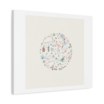 Doodle Circle Line Drawing Matte Canvas, Hand-Drawn Sketch Art