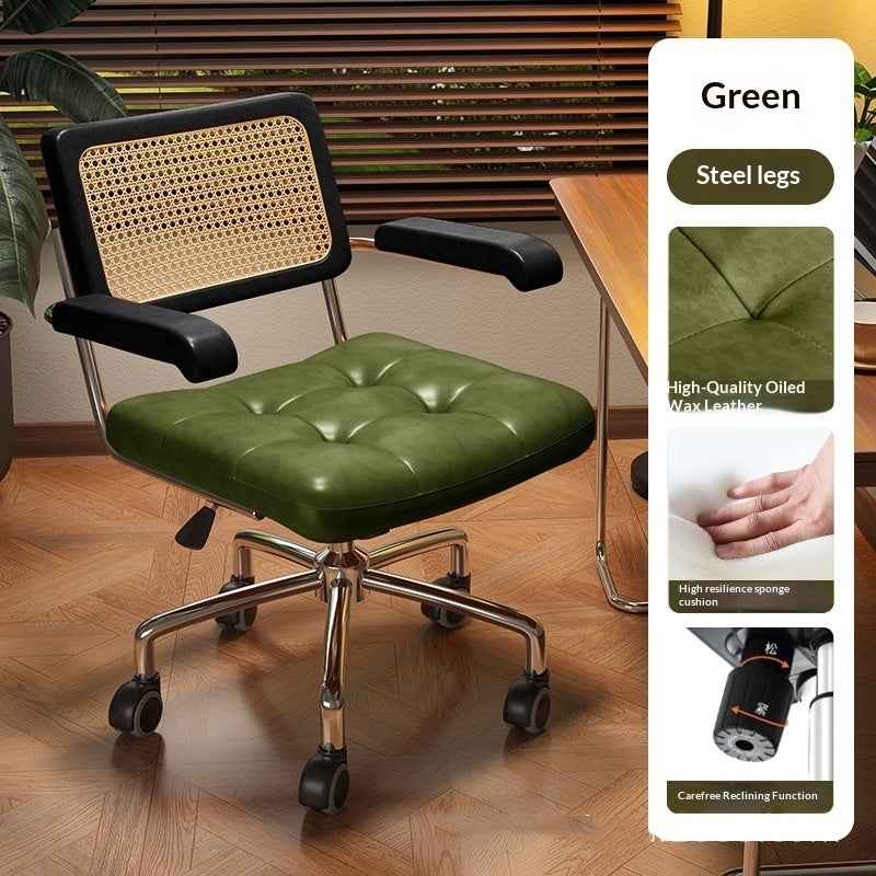 Wicker Computer Chair A Comfortable Height-adjustable Swivel Chair