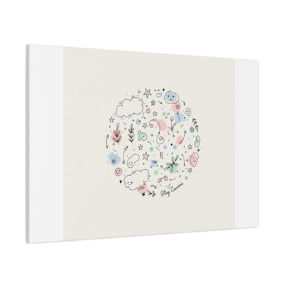 Doodle Circle Line Drawing Matte Canvas, Hand-Drawn Sketch Art