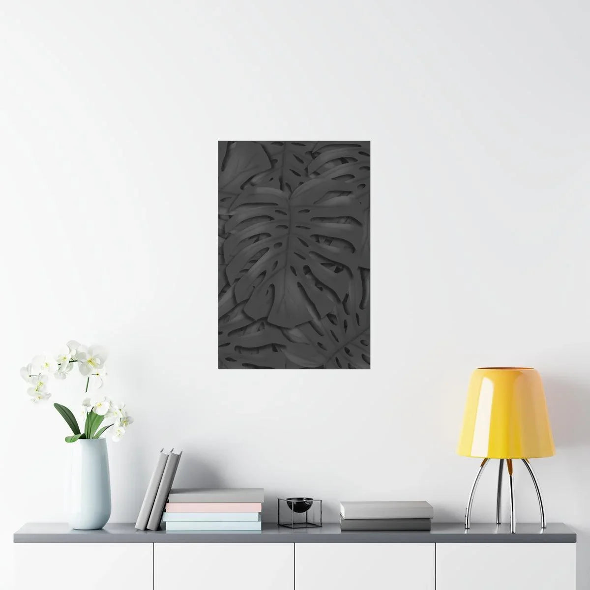 Charcoal Monstera Botanical Print – Unframed Wall Art