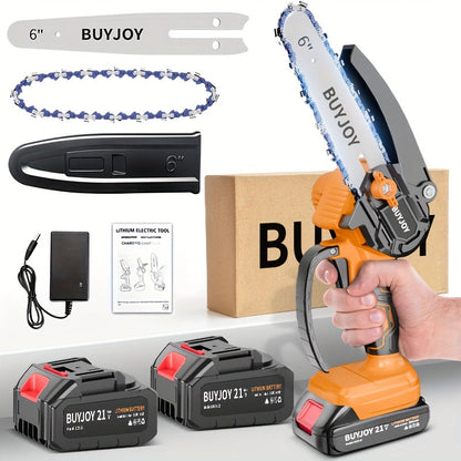 6-inch Cordless Lightweight Electric Landscaping Chainsaw w/ L-ion Battery, Chain And Fast Charger