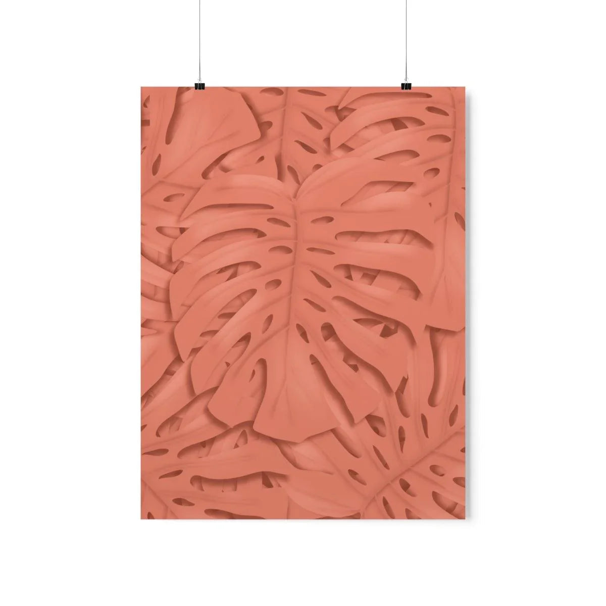 Coral Monstera Botanical Print – Unframed Wall Art