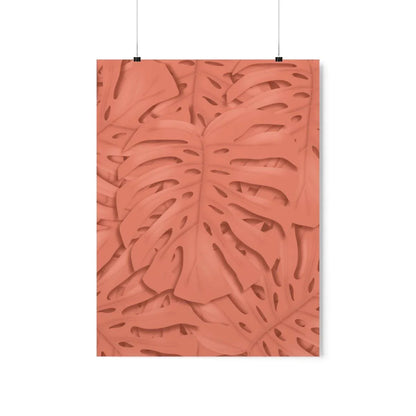 Coral Monstera Botanical Print – Unframed Wall Art