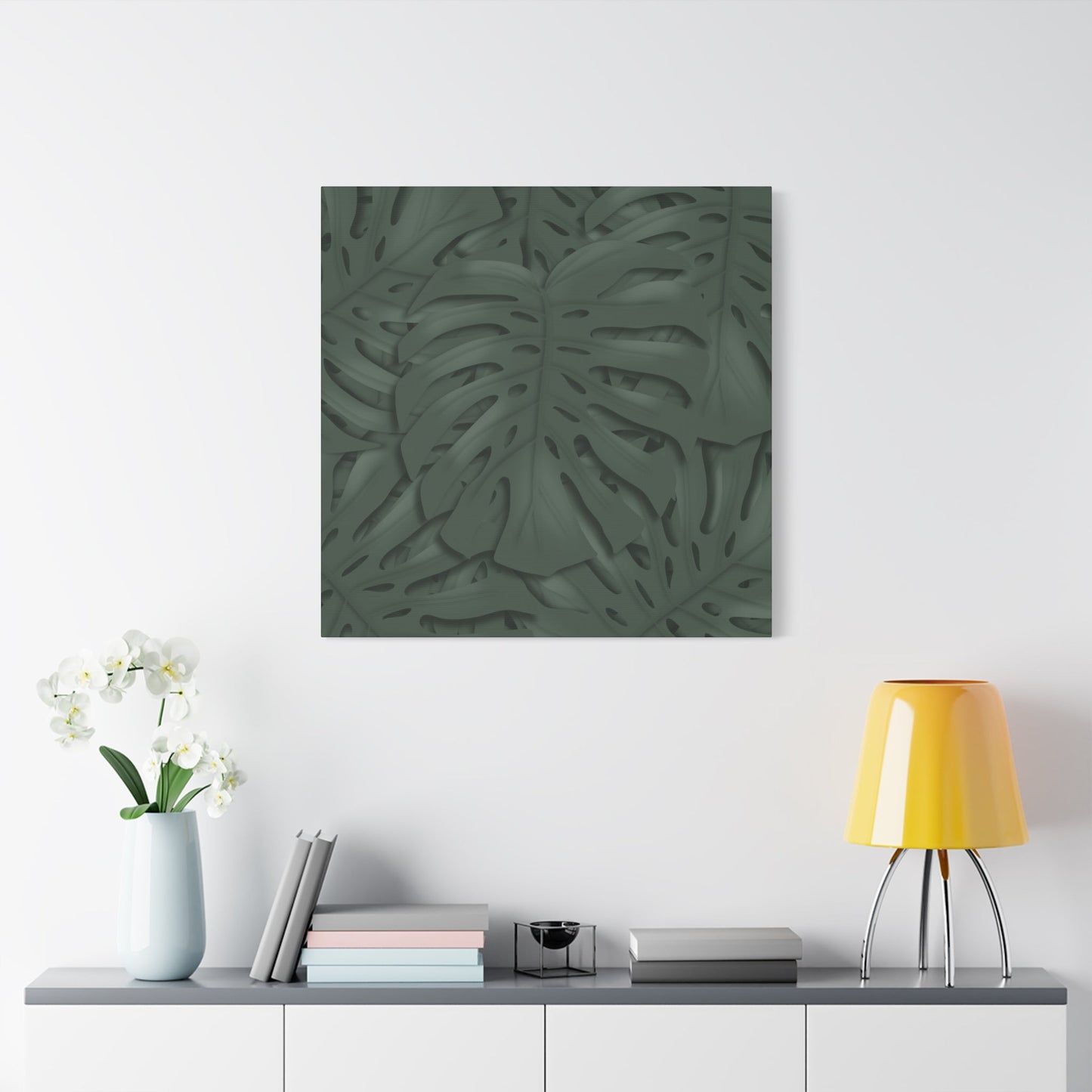 Deep Green Monstera Canvas Print – Botanical Wall Art