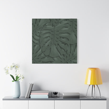 Deep Green Monstera Canvas Print – Botanical Wall Art