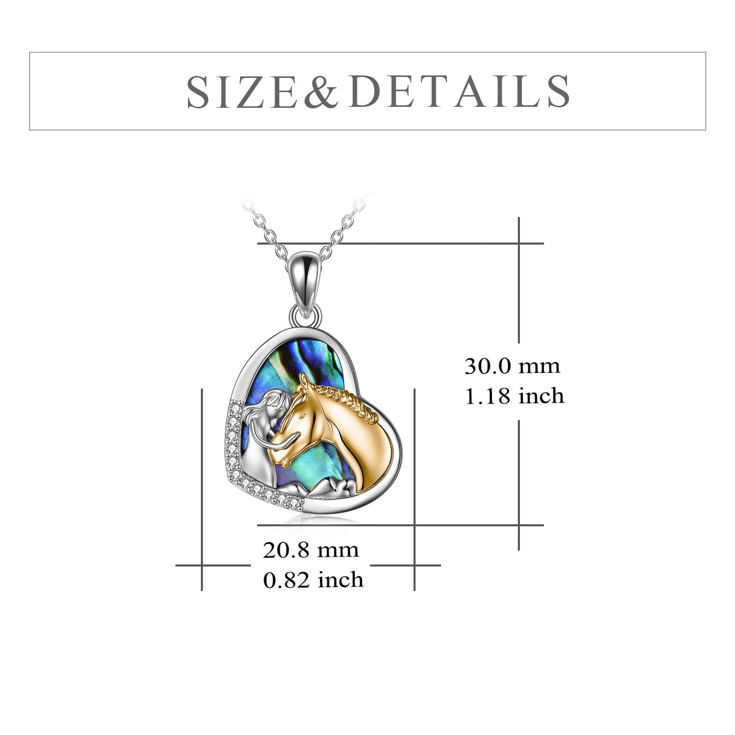 Sterling Silver Heart Pendant Necklace Embracing Horse Design