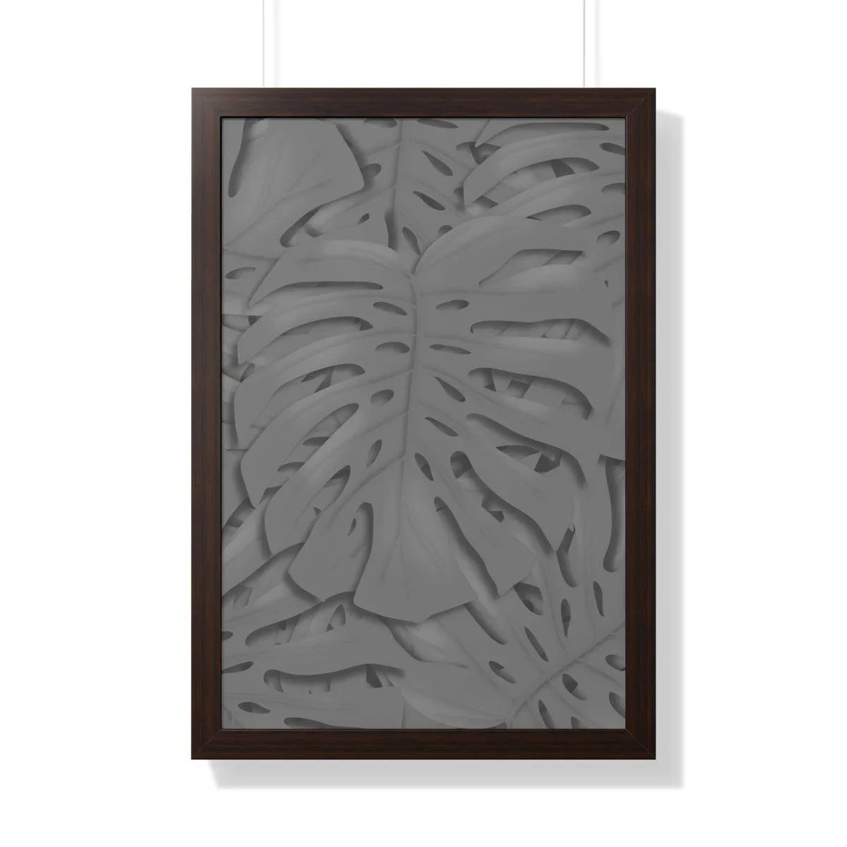 Grey Monstera Framed Print – Botanical Wall Art