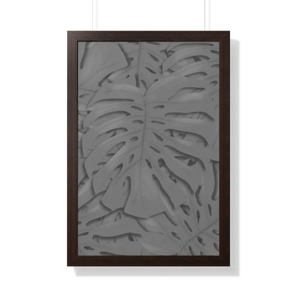 Grey Monstera Framed Print – Botanical Wall Art