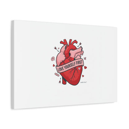 Love Yourself First Canvas, Hearts-with-a-Twist, Anti-Valentine Art