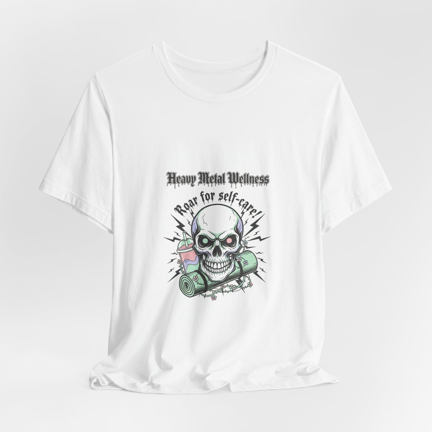 Heavy Metal Wellness Skull Tee | metal font shirt, gothic wellness quote