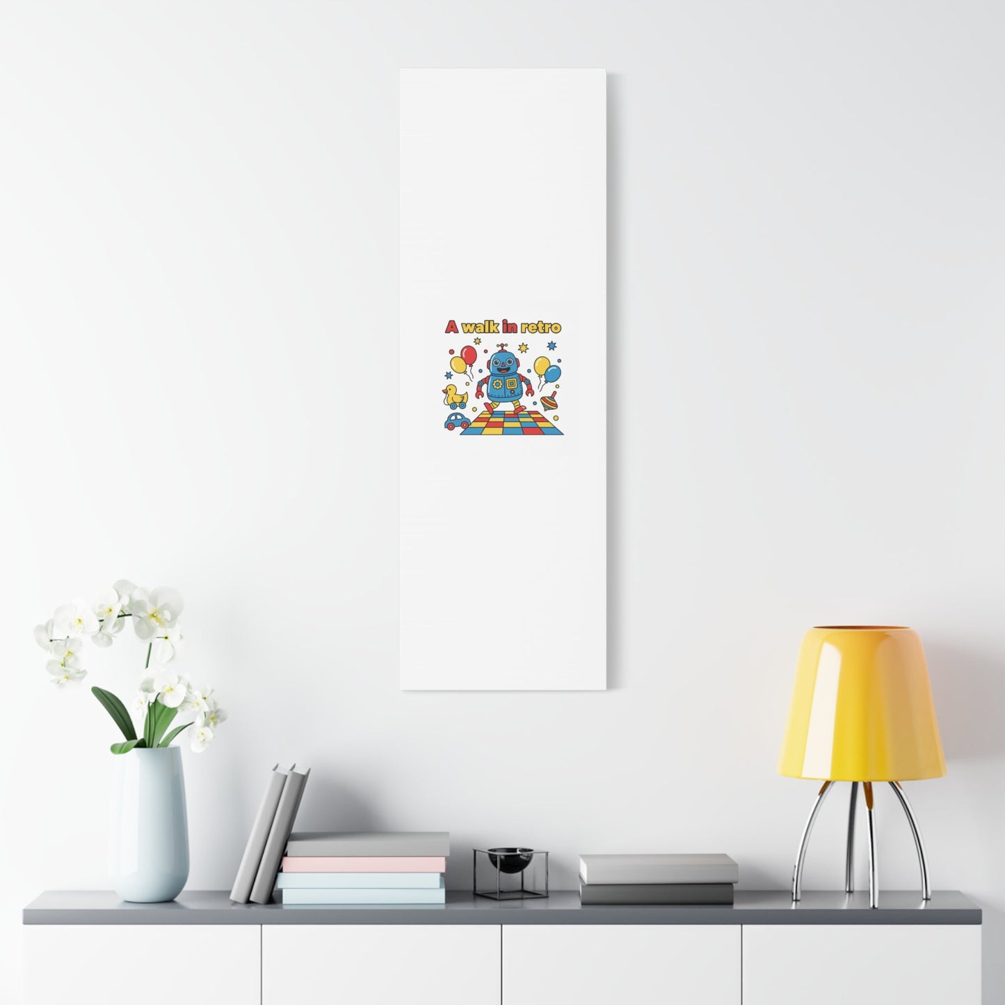 Retro Toy Robot Canvas | Throwback Kid, Primary Color Nostalgia