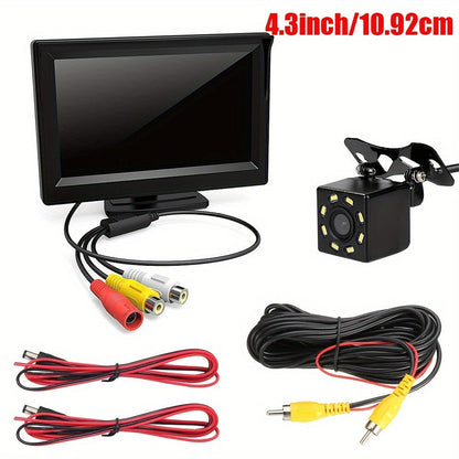 8LED Night Vision Reversing Camera HD 4.3 Inch Monitor Wide Angle Parking System for Multi Vehicle Safety Backup