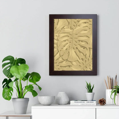 Golden Monstera Framed Print – Botanical Wall Art