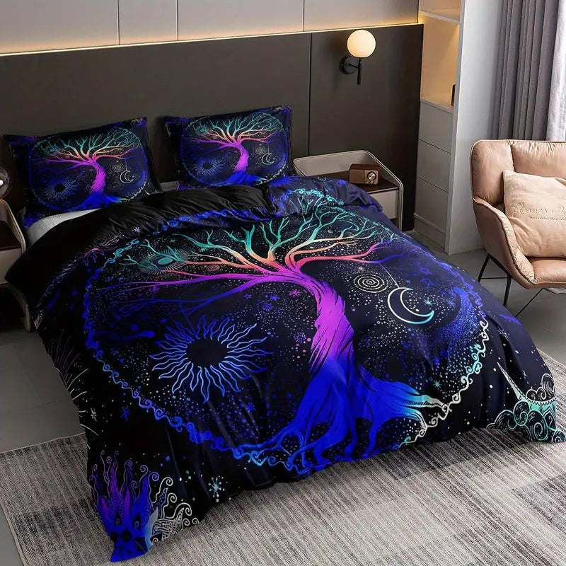 Tree Of Life Sun And Moon 3D Digital-Print Bedding