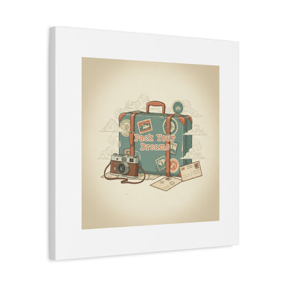 Pack Your Dreams Canvas | Retro Travel Postcard, Wanderlust Passport Stamp Art