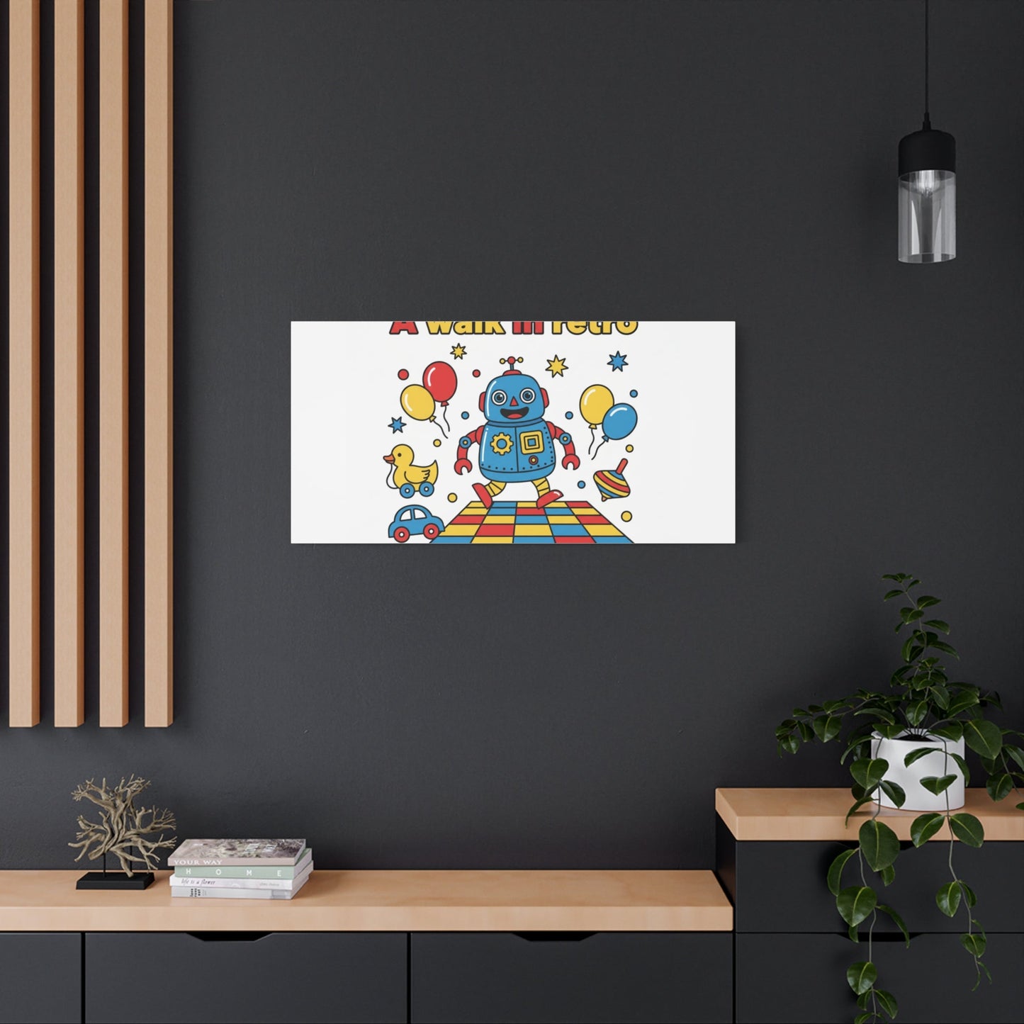 Retro Toy Robot Canvas | Throwback Kid, Primary Color Nostalgia