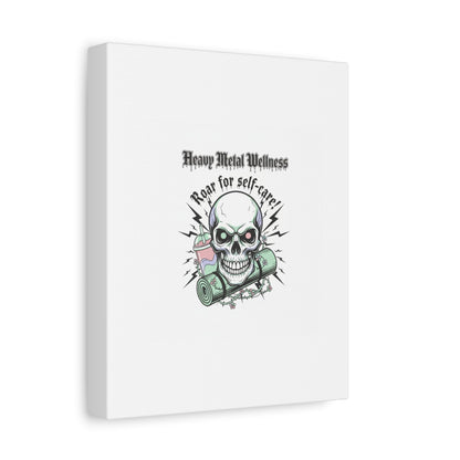 Roar for Self-Care Skull Canvas | heavy metal wellness, gothic wellness quote