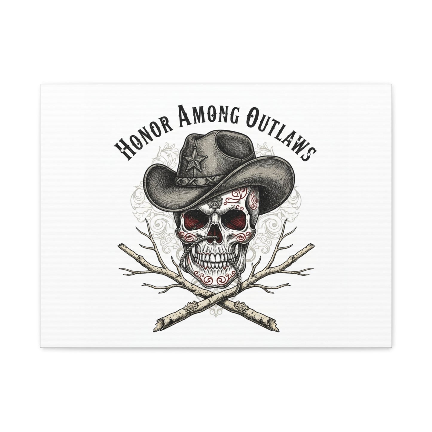 Honor Among Outlaws Canvas | Western Skull Art, Gothic Americana Desert Noir