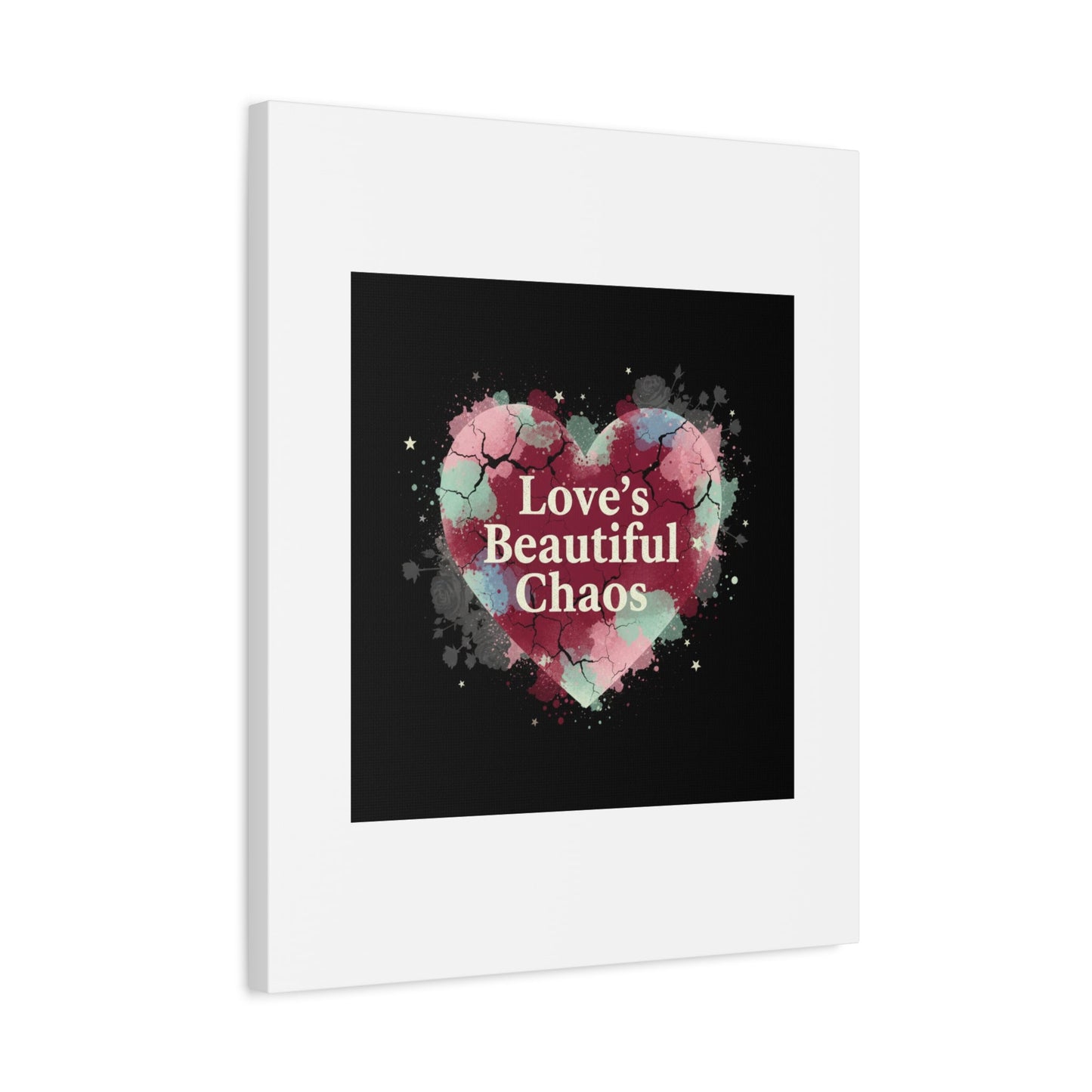 Love's Beautiful Chaos Canvas Print | Soft Grunge Hearts, Distressed Heart Art
