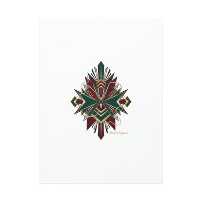 Art Deco geometric brass print Canvas | Neo-Deco chrome & gold fan motif