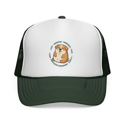 Funny Dog Meme Trucker Cap — "Fat Lazy" Multilingual Design (8 Languages)