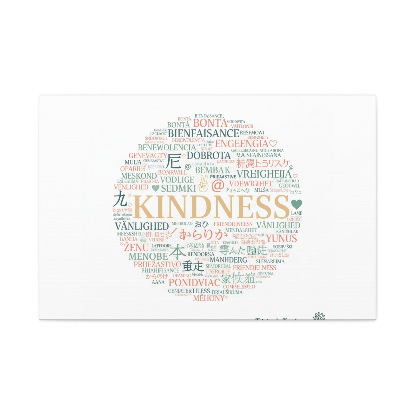 Kindness Word Cloud Canvas | Fresh Start Minimalist Wall Art
