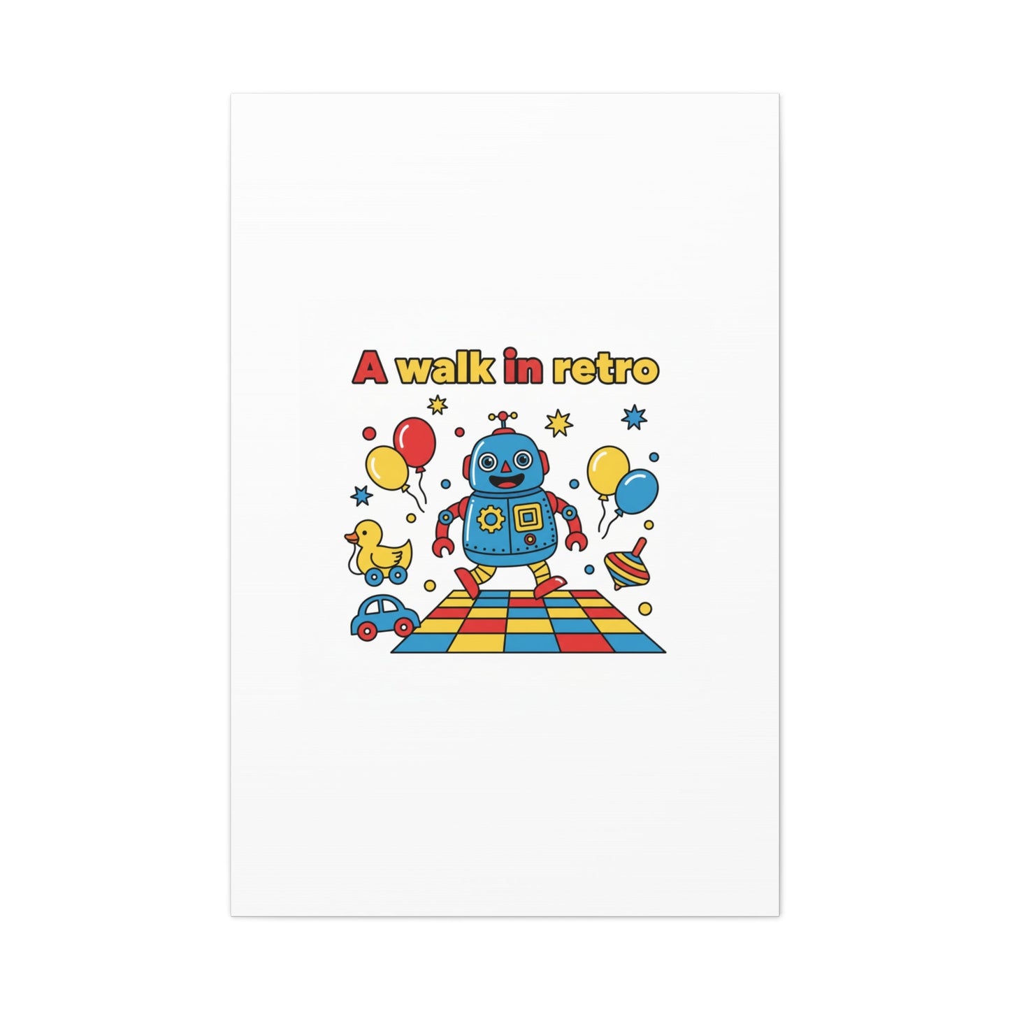 Retro Toy Robot Canvas | Throwback Kid, Primary Color Nostalgia
