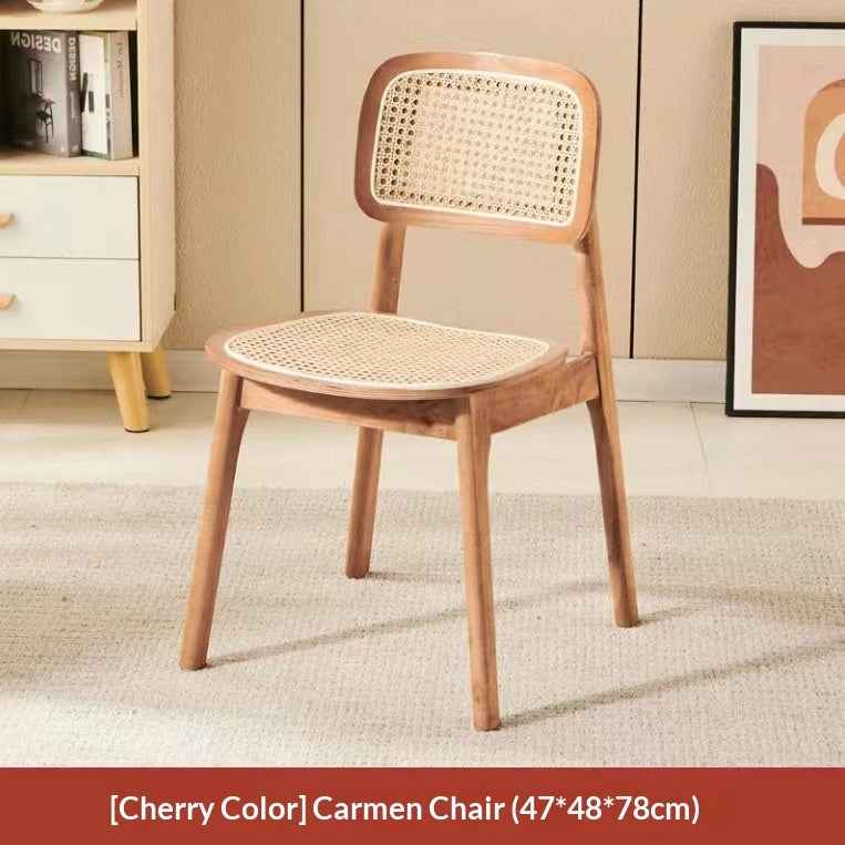 Solid Wood And Rattan Dining Chair Home Use Campana Chair