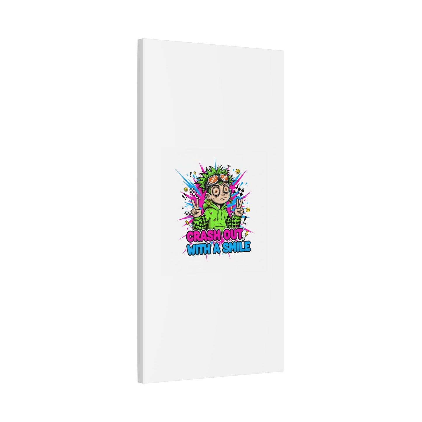 Crash Out With a Smile Canvas Print | Neon Skate Graffiti, Meme Meltdown Art
