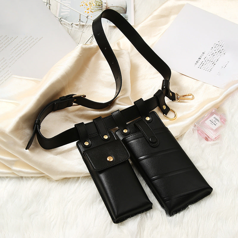 Locomotive Style PU Leather Waist Bag - European Design Versatile Crossbody Hip Purse