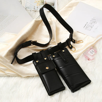 Locomotive Style PU Leather Waist Bag - European Design Versatile Crossbody Hip Purse