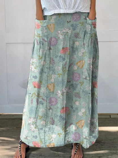 Women's Fashion Simplicity New Pocket Print Skirt