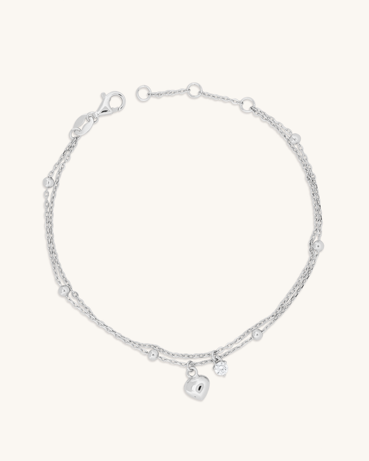 Double Dangling Heart Bracelet