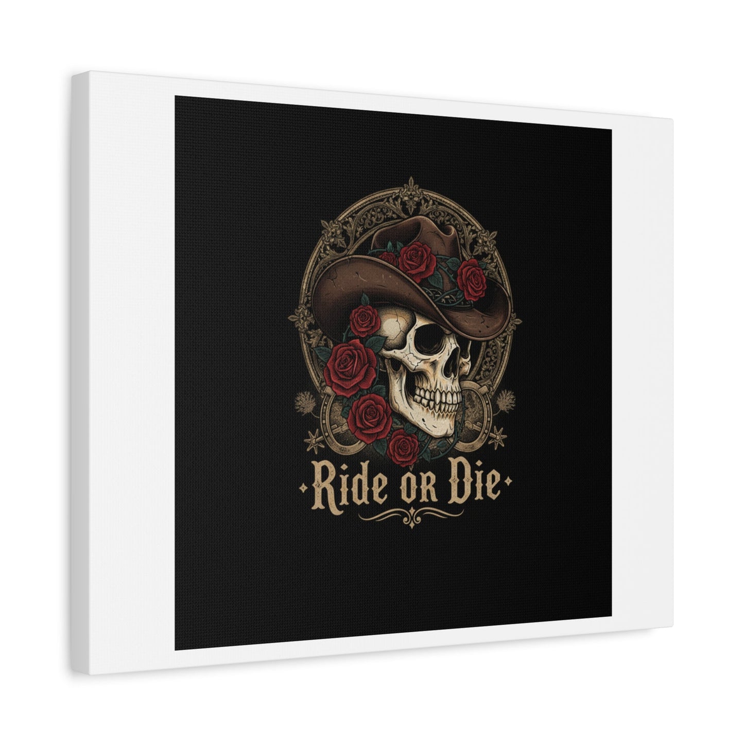 Ride or Die Skull Canvas | Western Skull Art, Gothic Americana