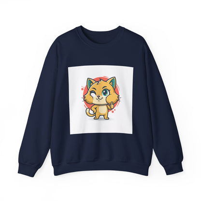 Cute Cheeky Kitty Illustration Sweatshirt | Rodent-Core Cute-Meets-Subversive