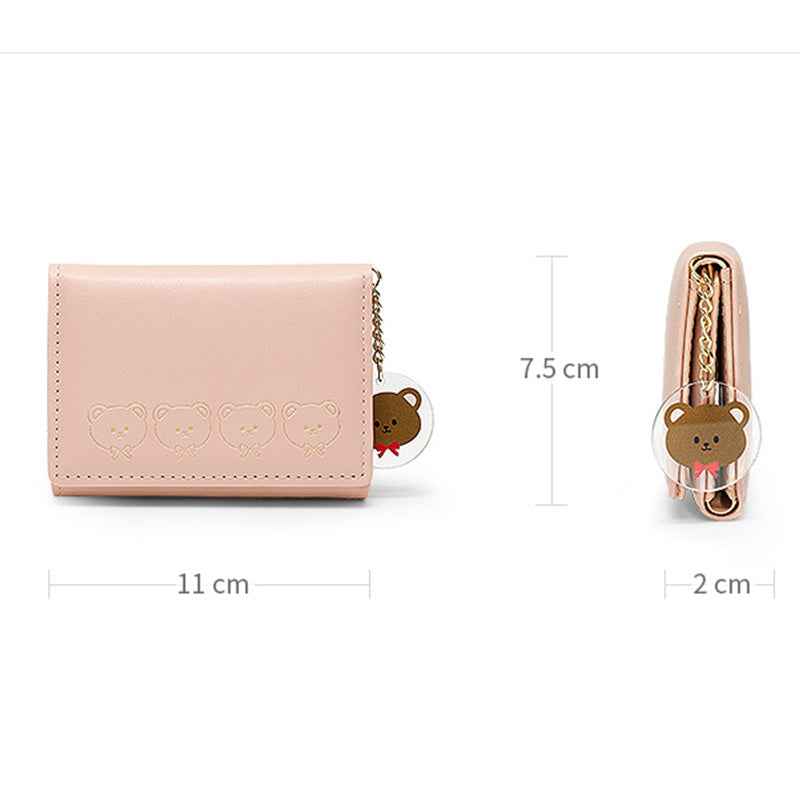 Small Three Fold Purse Short Women's Folding Small Purse Card Bag