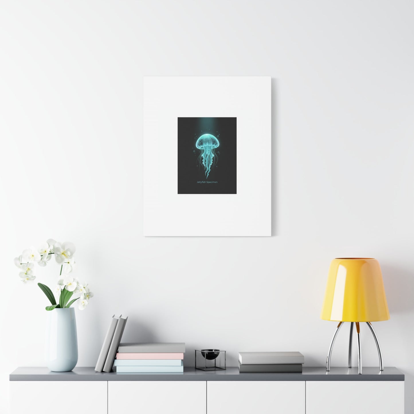 Bioluminescent Jellyfish Art Canvas | Deep Sea Aesthetic, Neon Glow