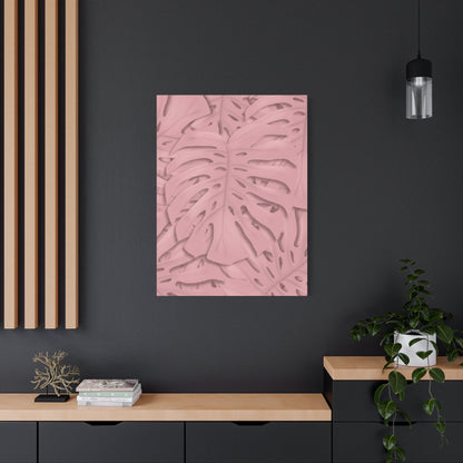 Soft Pink Monstera Canvas Print – Botanical Wall Art