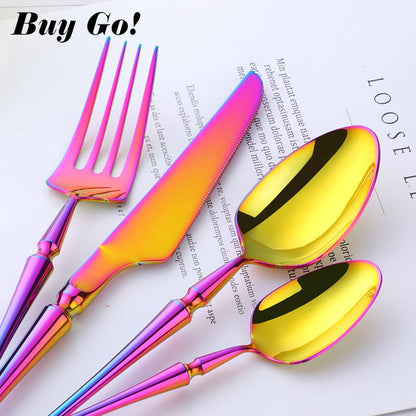 Stainless Steel Cutlery New Color Restaurant Small Waist Cutlery Four-piece Cutlery Set