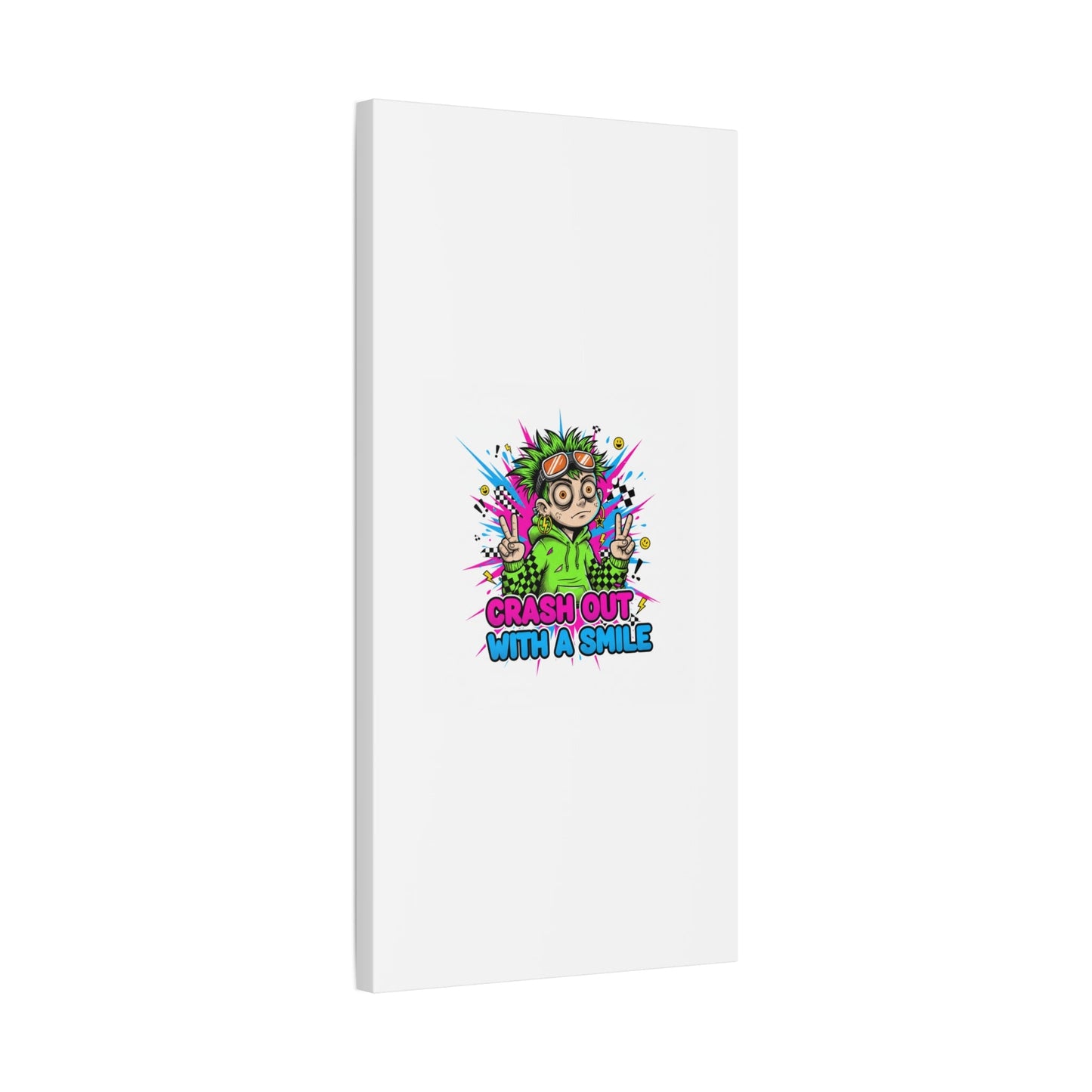Crash Out With a Smile Canvas Print | Neon Skate Graffiti, Meme Meltdown Art