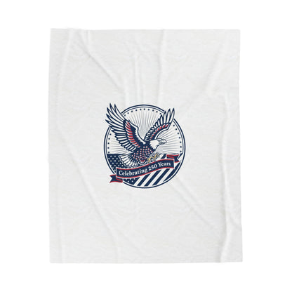 Semiquincentennial Eagle Emblem Velveteen Plush Blanket | 1776–2026 Patriotic Memorial