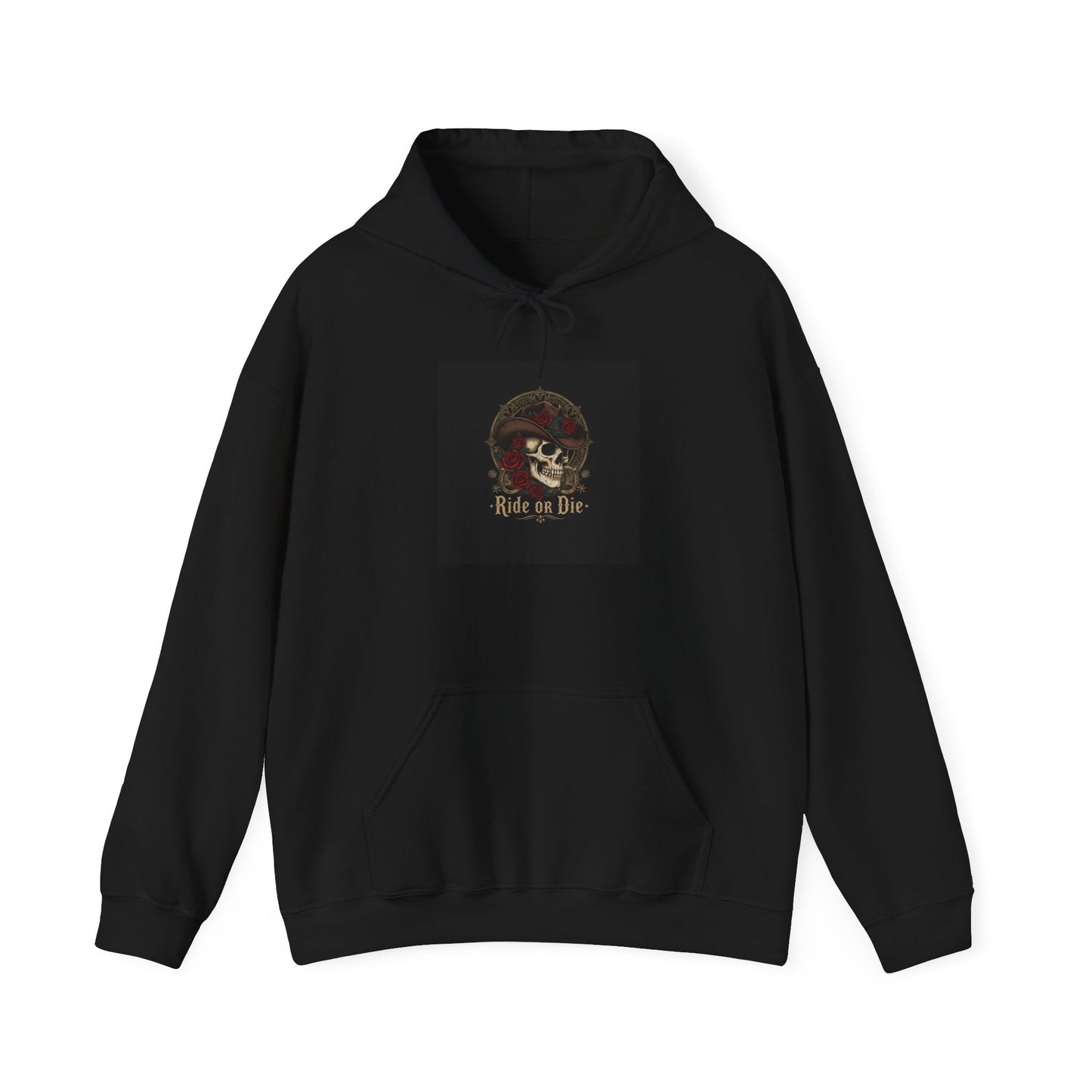 Ride or Die Skull, Hoodie | western skull art, gothic Americana