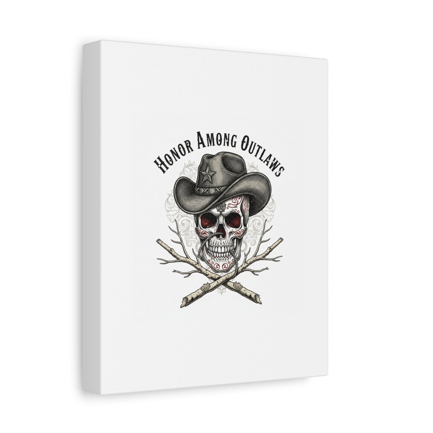 Honor Among Outlaws Canvas | Western Skull Art, Gothic Americana Desert Noir